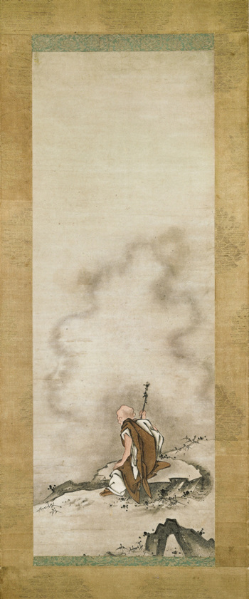 Bukan, Kanzan, and Jittoku. Reisai (act. mid-15th c.). Japanese, Muromachi period (1392-1573), 15th c.Pair of hanging scrolls, ink and colors on paper;96.5 x 34.6 cm (each). Property of Mary Griggs Burke. Photo: Bruce Schwarz.