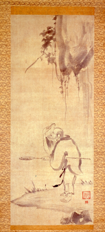 The Shrimp Eater. Kao (act. first half of 14th c.). Japanese, Nanbokucho period (1336–1392). Hanging scroll, ink on paper; 87.0 x 34.5 cm. Tokyo National Museum. Important Cultural Property. Courtesy of Tokyo National Museum and Agency for Cultural Affairs of Japan.