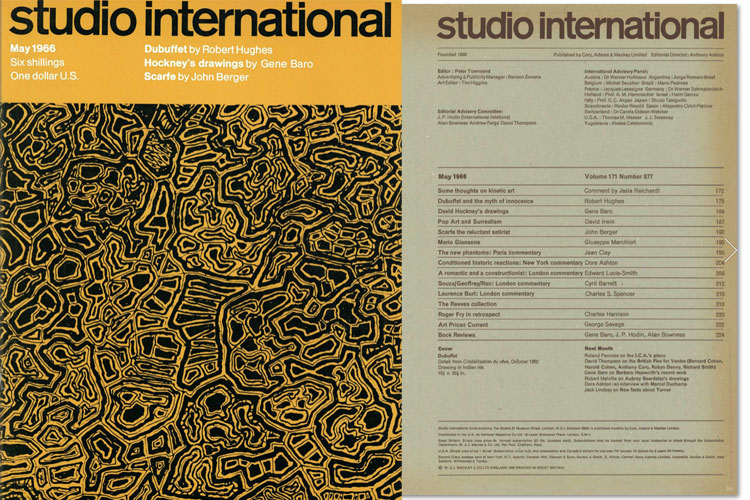 Studio International, May 1966, Volume 171 Number 877. Cover image: Debuffet. Detail from Crlstallisation du réve, Odober 1952. Drawing in Indian ink, 19¼ X 25¼ in.