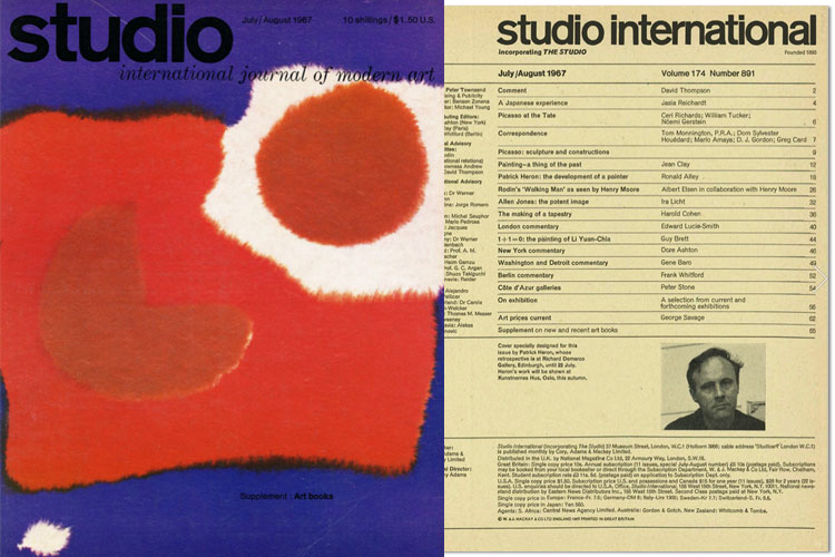 Studio International, July-August 1967, Volume 174 Number 891. Cover image: Cover specially designed for this issue by Patrick Heron.