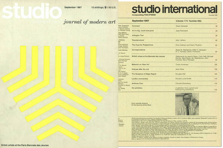 Studio International, September 1967, Volume 174 Number 892. Cover image: Cover specially designed for this issue by Jeremy Moon.