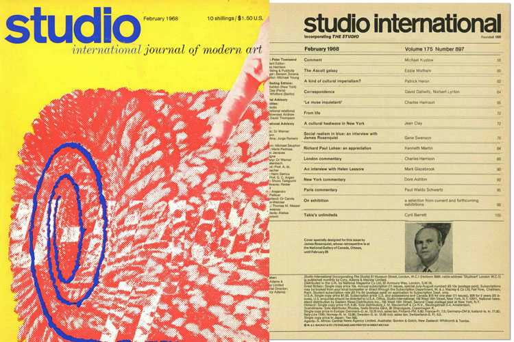 Studio International, February 1968, Volume 175 Number 897. Cover image: Cover specially designed for this issue by James Rosenquist.