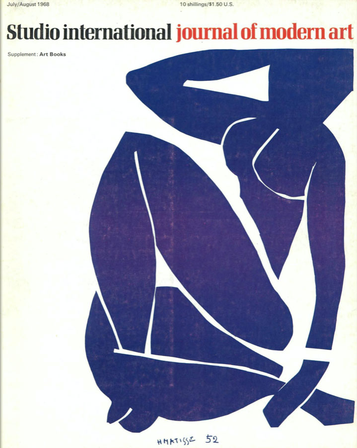 Studio International, July-August 1968, Volume 176 Number 902. Cover image: Cover design: Henri Matisse (1869-1954). Seated blue nude, No. 3, 1952. Gouache on cut-and-pasted paper, 45¾ x 32 in. Private collection. Paris.