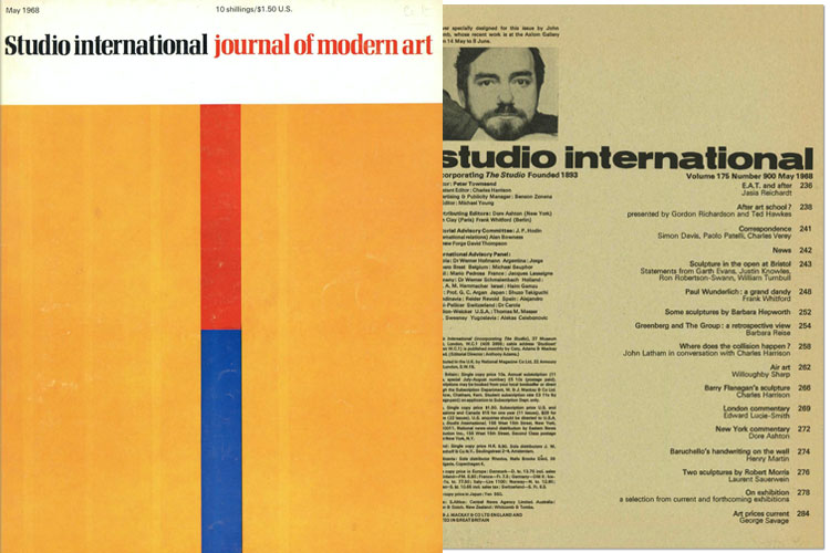 Studio International, May 1968, Volume 175 Number 900. Cover image: Cover specially designed for this issue by John Plumb.