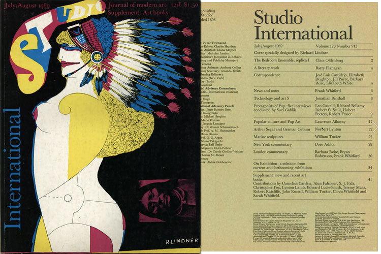 Studio International, July/August 1969, Volume 178 Number 913. Cover specially designed by Richard Lindner.