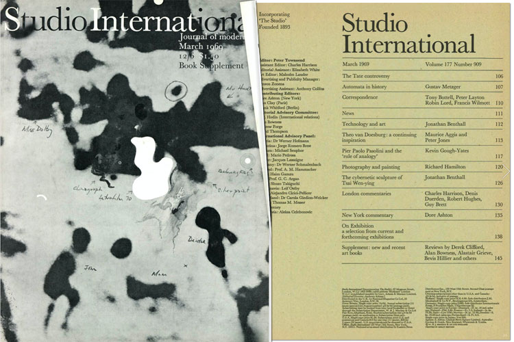 Studio International, March 1969, Volume 177 Number 909. Cover image.