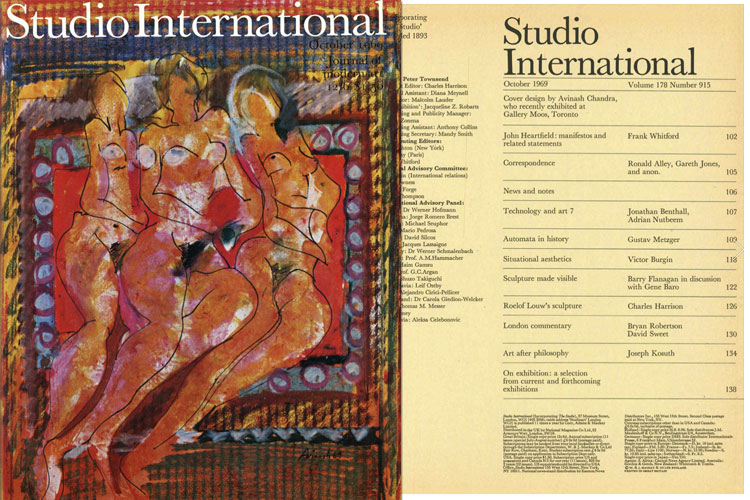 Studio International, October 1969, Volume 178 Number 915. Cover image by Avinash Chandra.