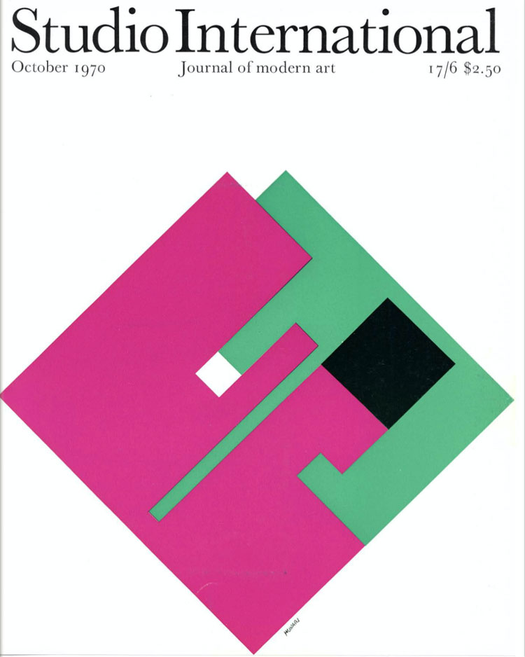 Studio International, 1970, October 1970, Volume 180 Number 926. Cover specially designed by
Bruno Munari.