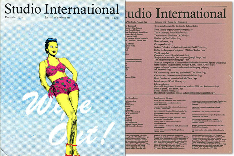 Studio International, 1972, December 1972, Volume 184 Number 950. Cover specially designed for this issue by Tadanori Yokoo.
