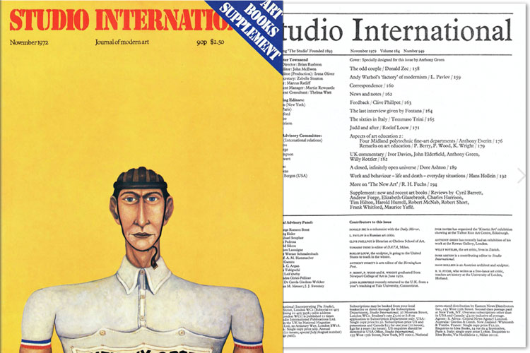 Studio International, 1972, November 1972, Volume 184 Number 949. Cover: Specially designed for this issue by Anthony Green.