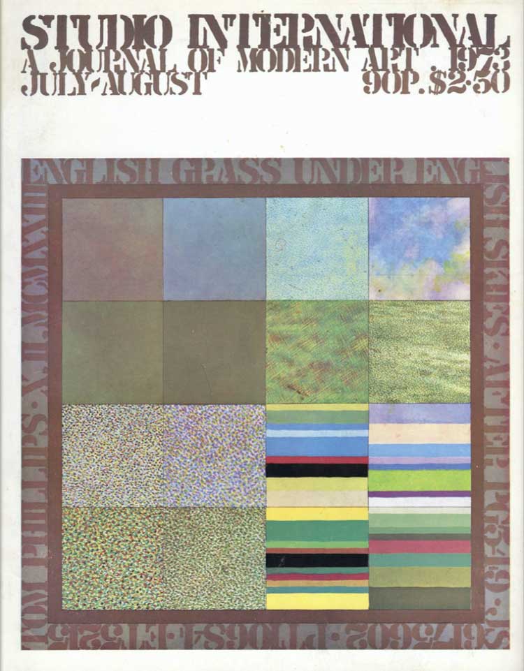 Studio International, 1973, July/August 1973, Volume 186 Number 957. Cover: specially designed for this issue by Tom Phillips.