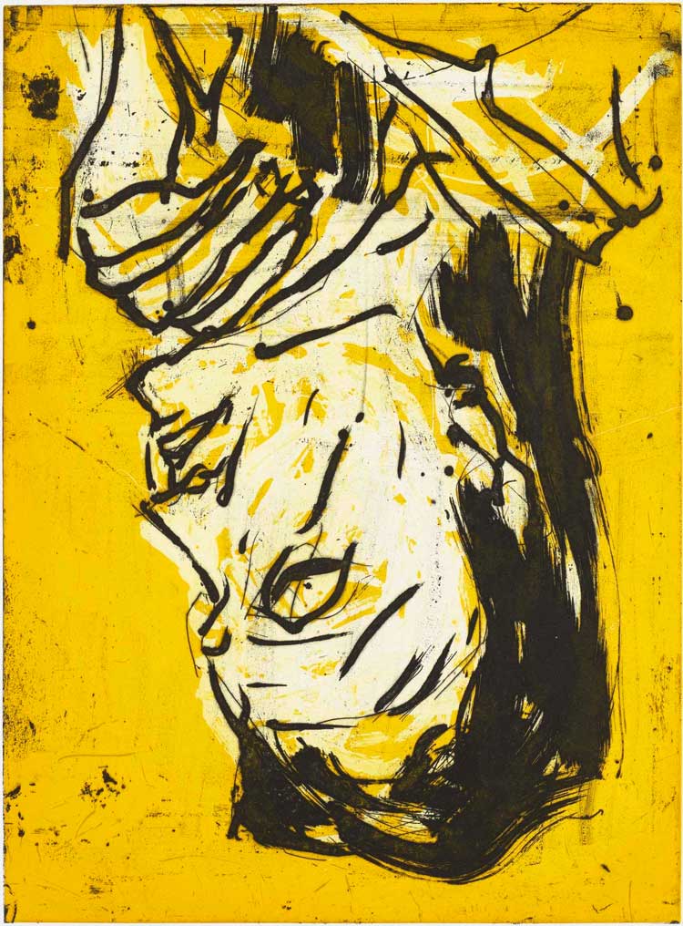 Georg Baselitz, Elke IV, 2017. Linocut. © Georg Baselitz / Photo: P. Cummings / Courtesy Alan Cristea Gallery.