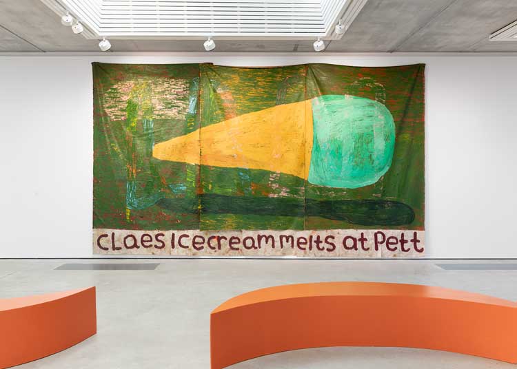 Sophie Barber, Mackerel sky, mackerel sky, never long wet, never long dry, installation view, Hastings Contemporary, 27 September 2025 – 15 March 2026. Courtesy Alison Jacques. Photo: Michael Brzezinski.