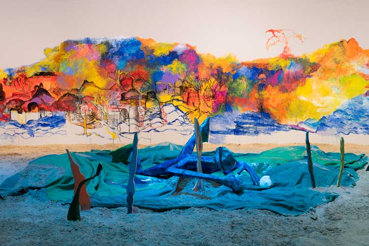 Anna Boghiguian The Sunken Boat: A glimpse into past histories, 2025. Installation view, Courtesy Turner Contemporary. Photo: Thierry Bal.