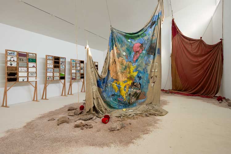 Anna Boghiguian The Sunken Boat: A glimpse into past histories, 2025. Installation view, Courtesy Turner Contemporary. Photo: Thierry Bal.