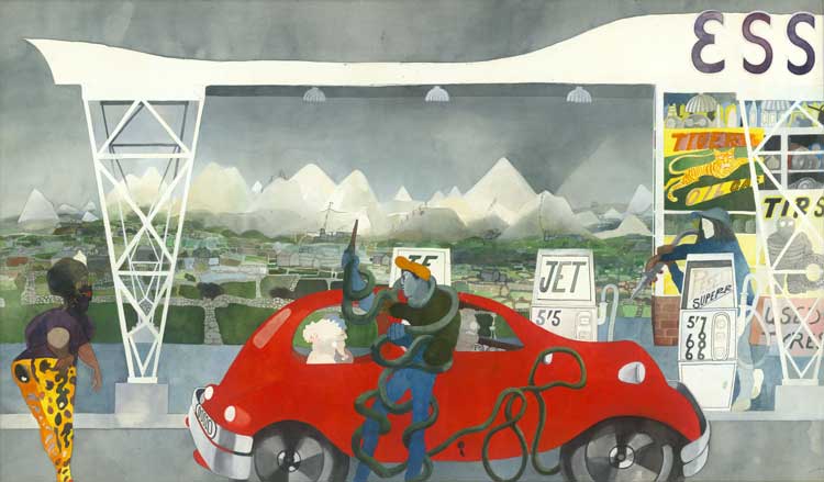 Edward Burra, Cornish Clay Mines, 1970. © The estate of Edward Burra. Private Collection. © The estate of Edward Burra, courtesy Lefevre Fine Art, London.