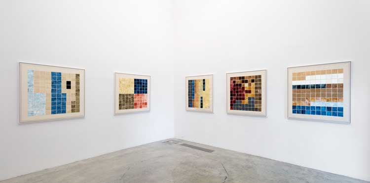 Yto Barrada. Untitled (Color Analysis), 2024. Cotton, silk, natural dyes, 114,3 x 114,3 cm. Series of 8 works realized for MAO Museo d’Arte Orientale,Torino, 2024. Courtesy Fondazione Merz. Photo: Renato Ghiazza.