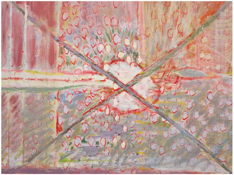 Gabriella Boyd. Floorplan, 2024 (detail). Oil on linen, 150 x 280 cm (diptych - each panel 150 x 140 cm). Photo: Peter Mallett.