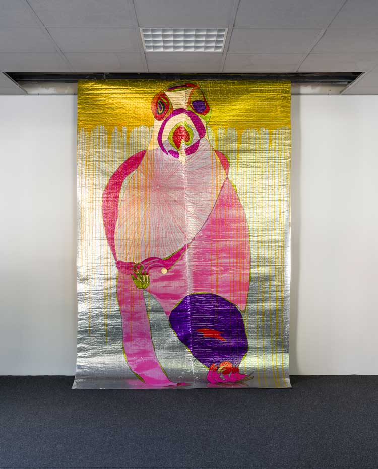 Atelier dell’Errore. Marmottoloide, 2024. Mixed media and gold leaf on polyester and carbon fibre, dimensions variable. Commissioned by Biennale Gherdëina 9. Photo: Tiberio Sorvillo.
