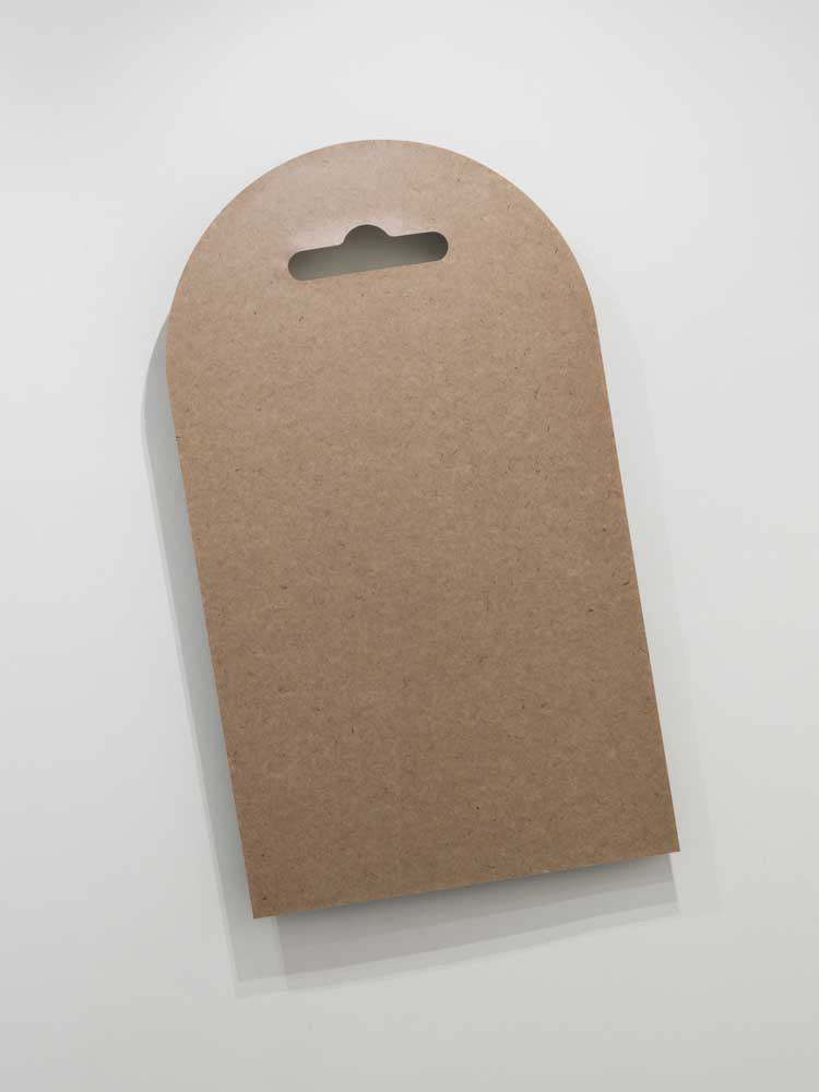 19:1 (Window Piece). Jute coffee bag veneer, Dibond, aluminium. Installation view, Hildigunnur Birgisdóttir: That’s a Very Large Number: A Commerzbau, Iceland Pavilion, Arsenale, Venice, April 2024. Photo: Ugo Carmeni.