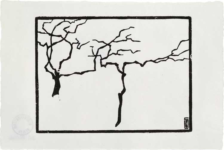 Karl Schmidt-Rottluff, Trees in Winter, 1905. Woodcut. Brücke-Museum.