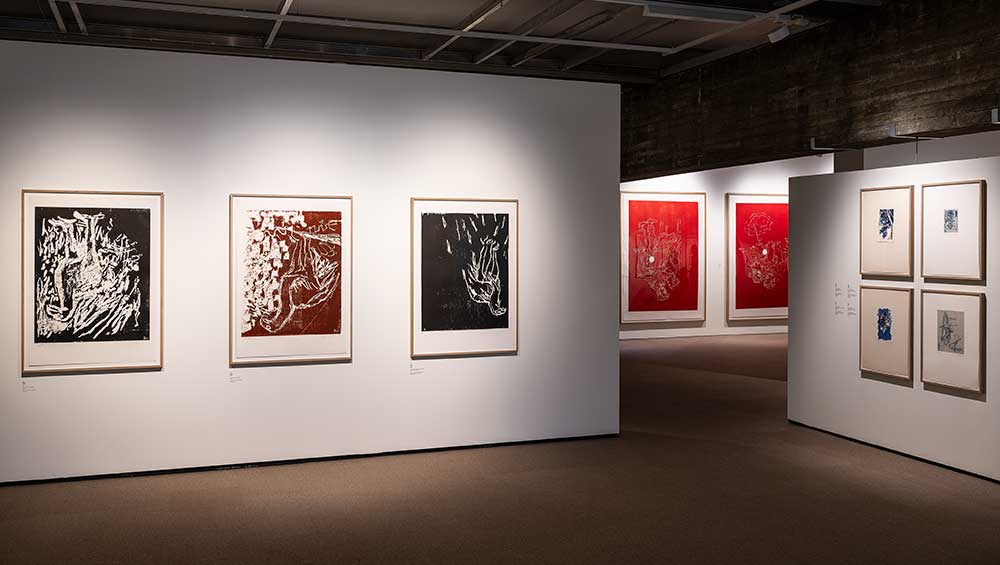 Georg Baselitz: A Life in Print, installation view, Kode. Photo: Thor Brødreskift. © Georg Baselitz.
