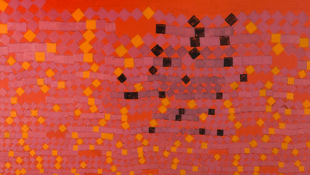 Wilhelmina Barns-Graham. Orange, Black and Lilac Squares on Vermilion, 1968. © Wilhelmina Barns-Graham.