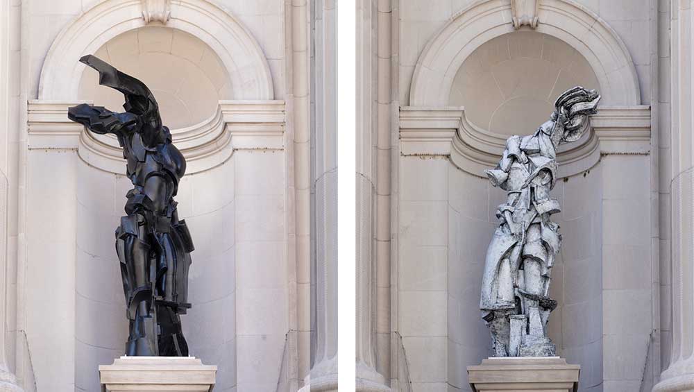 Lee Bul. Left: Long Tail Halo: CTCS #1, 2024; Right: Long Tail Halo: CTCS #2, 2024. Stainless steel, ethylene-vinyl acetate, carbon fibre, paint, polyurethane. Courtesy the artist. Images: The Metropolitan Museum of Art, Photo by Eugenia Burnett Tinsley.
