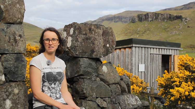 Film still from Dàn Fianais by Andrew Black shows Skye crofter Cheryl McIntyre. Image courtesy the artist.