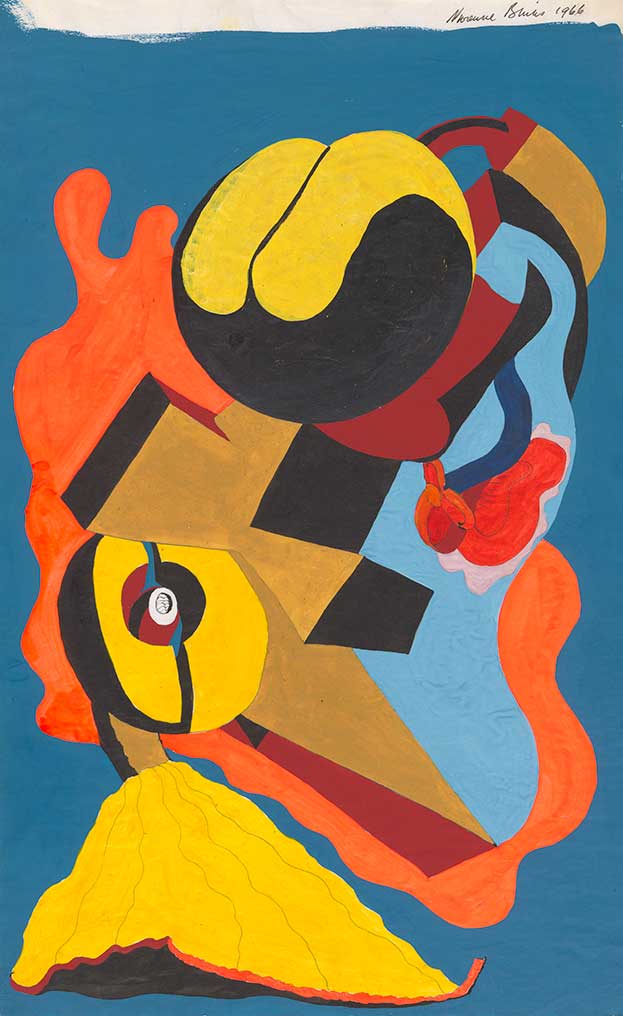 Vivienne Binns. Not titled [abstract motif], 1966. Drawing in gouache and fibre-tipped pen (fineliner), 33.2 (H) x 20.3 (W) cm (image). National Gallery of Australia, Canberra. Purchased 1993. 
© Vivienne Binns/Copyright Agency.