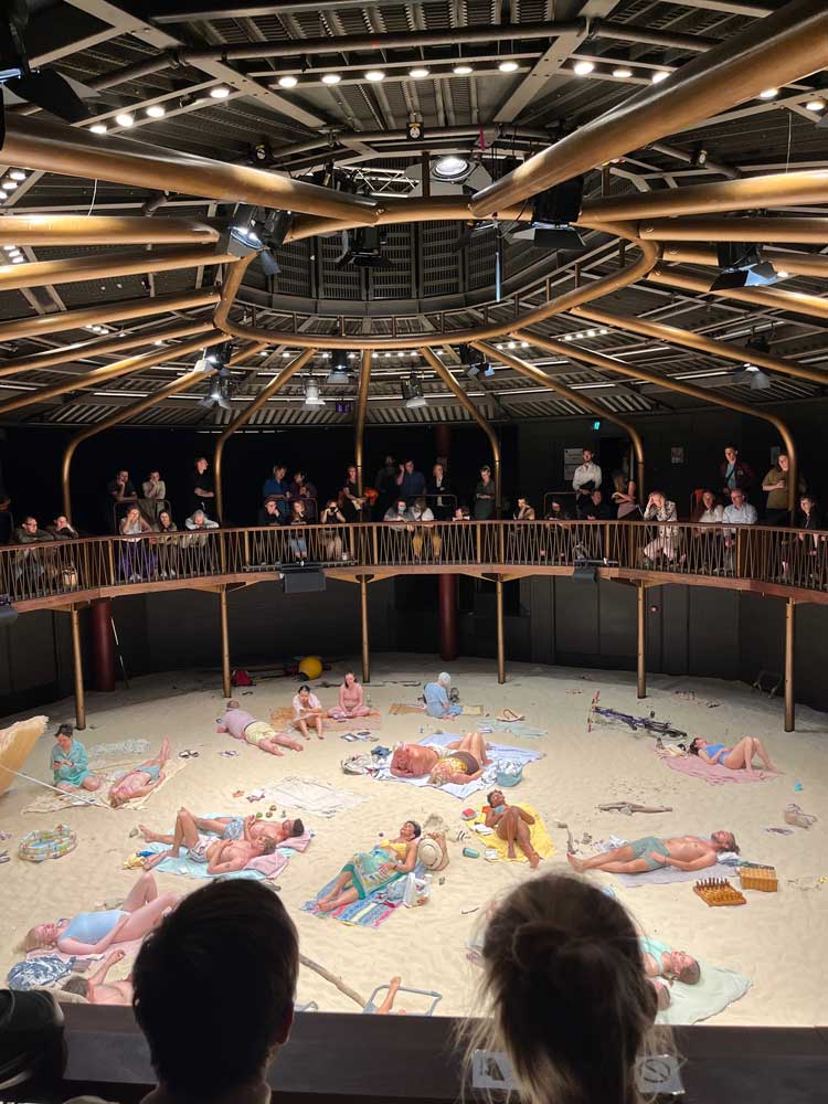 Sun & Sea, by eco-opera artist and musician Lina Lapelytė, librettist Vaiva Grainytė and director Rugilė Barzdžiukaitė at The Albany in Deptford, London. Photo: Veronica Simpson.