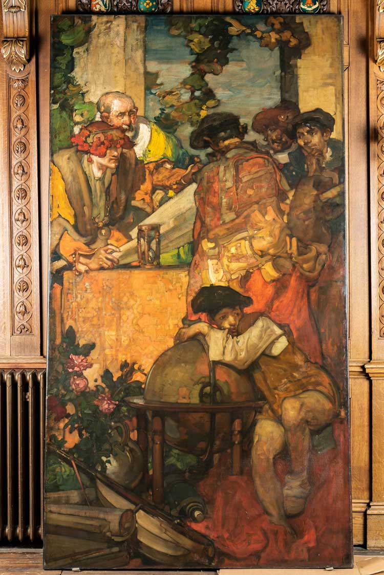 Frank Brangwyn, Founding of Tonbridge School. Oil on canvas. Banqueting Hall of the Worshipful Company of the Skinners, London. Photo: Worshipful Company of the Skinners.