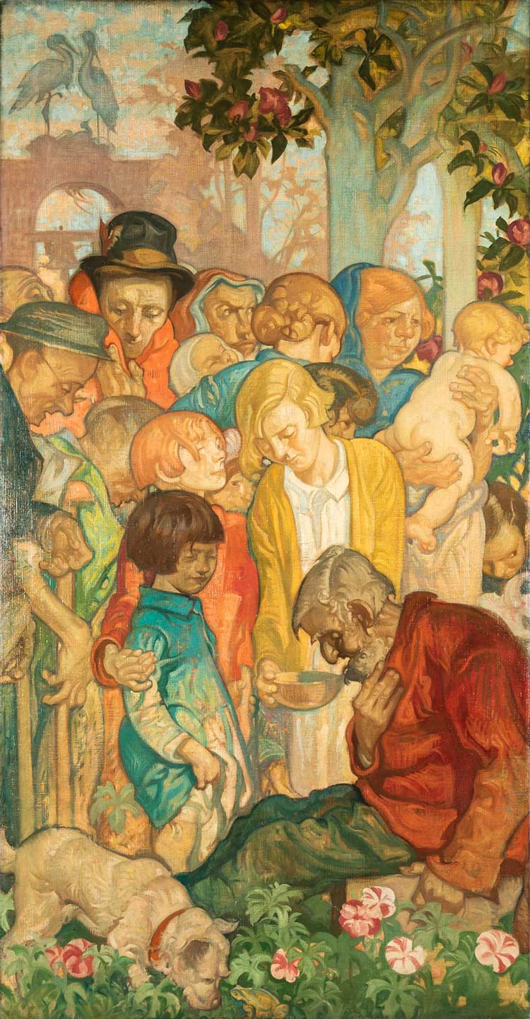 Frank Brangwyn, Education. Oil on canvas, 289.6 x 152.4 cm. Banqueting Hall of the Worshipful Company of the Skinners, London. Photo: Worshipful Company of the Skinners.