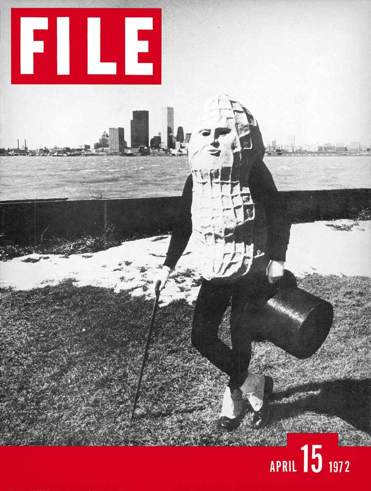 General Idea, FILE Megazine, vol. 1, no. 1 (Mr. Peanut), 15 April 1972. Offset periodical, 35.5 × 28 cm. Art Metropole fonds, Art Metropole Collection, National Gallery of Canada Library and Archives, Ottawa
. Gift of Jay A. Smith, Toronto, 1999. © General Idea. Photo: General Idea Archives, Berlin, courtesy the artist.
