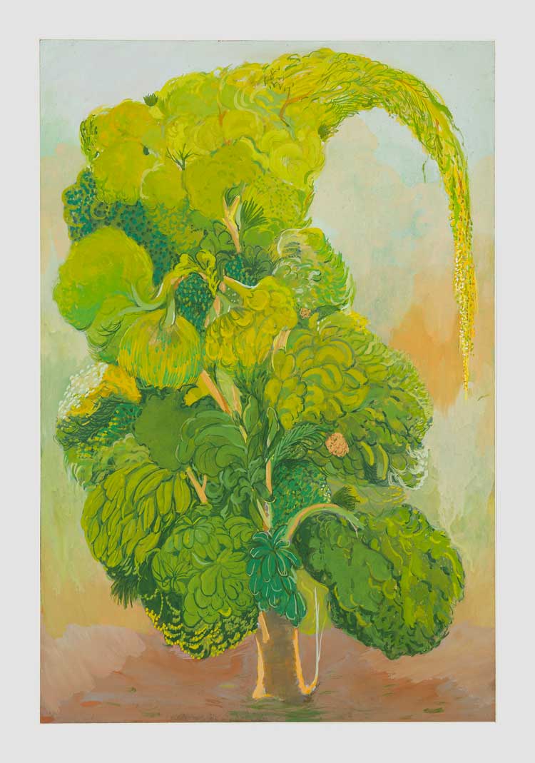 Mahesh Baliga. Pagla gach, 2022. Casein on board, 24 x 16 in (61 x 40.6 cm). © Mahesh Baliga. Courtesy the artist, Project 88, and David Zwirner.
