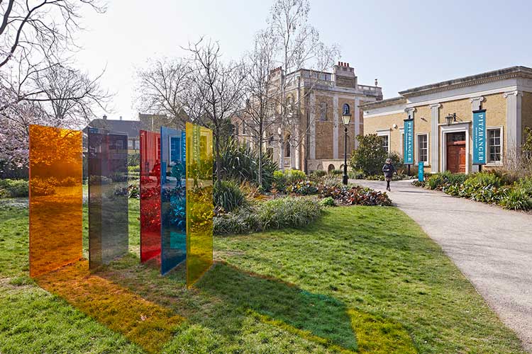 Rana Begum. Outdoor Glass Commission. Laminated toughened glass, steel and aluminium framework, 2018.
Photo: Andy Stagg.