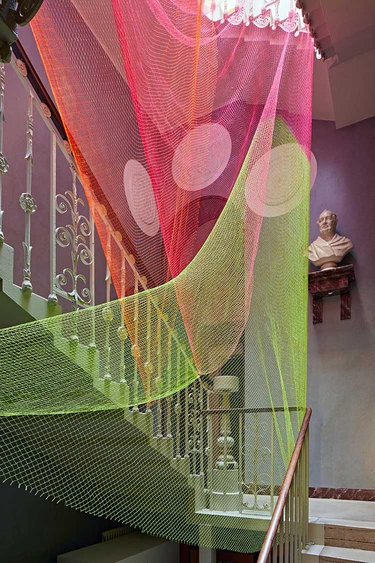 Rana Begum. No. 1127 Net, 2021.
Spray painted fishing net. Photo: Andy Stagg.