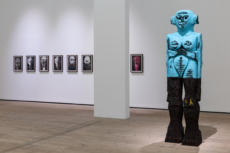 Huma Bhabha, Untitled, 2009 and Receiver, 2018. Courtesy the artist and Salon 94, New York.
Installation view, Huma Bhabha, Against Time, Baltic Centre for Contemporary Art 2020. Photo: Rob Harris © 2020 Baltic.