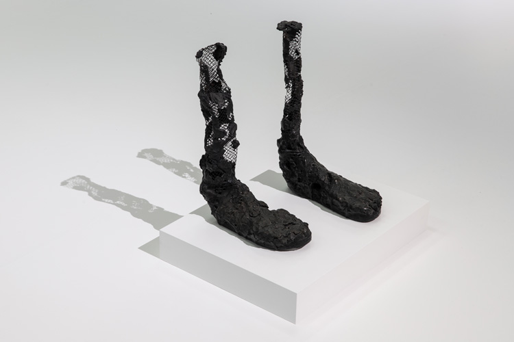 Huma Bhabha, Untitled (bronze feet), 2007. Installation view, Huma Bhabha, Against Time, Baltic Centre for Contemporary Art 2020. Photo: Rob Harris © 2020 Baltic.