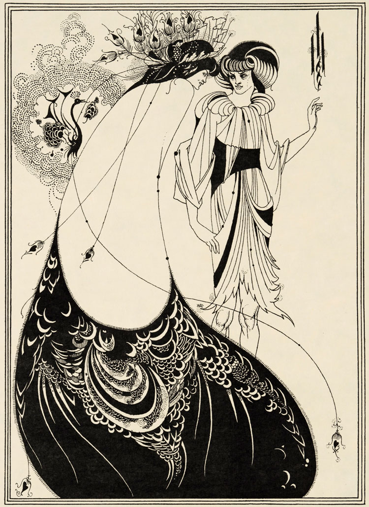 Aubrey Beardsley. The Peacock Skirt, illustration for Oscar Wilde’s Salome, 1893. Line block print on paper. Stephen Calloway. Photo: © Tate.