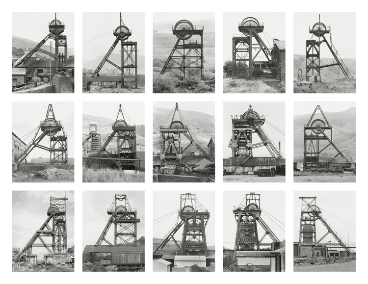 Bernd and Hills Becher. Winding Towers, GB, 1966–1997. © Estate Bernd & Hilla Becher, represented by Max Becher, courtesy Die Photographische Sammlung/SK Stiftung Kultur – Bernd und Hilla Becher Archive, Cologne, 2019.