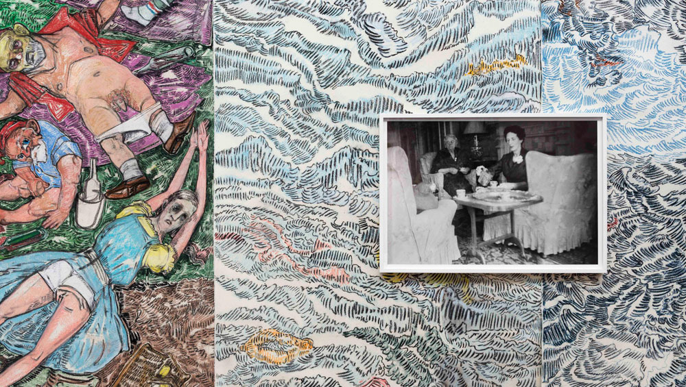 Vanessa Baird with Grand Hotel mural, Oslo. Photograph: Veronica Simpson.