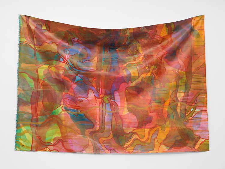Araba Opoku. Charons Furnace, 2022. Acrylic on canvas, 67.32 x 46.85 in. Courtesy the artist and Lehmann Maupin, New York, Hong Kong, Seoul, and London. Photo by Eva Herzog.