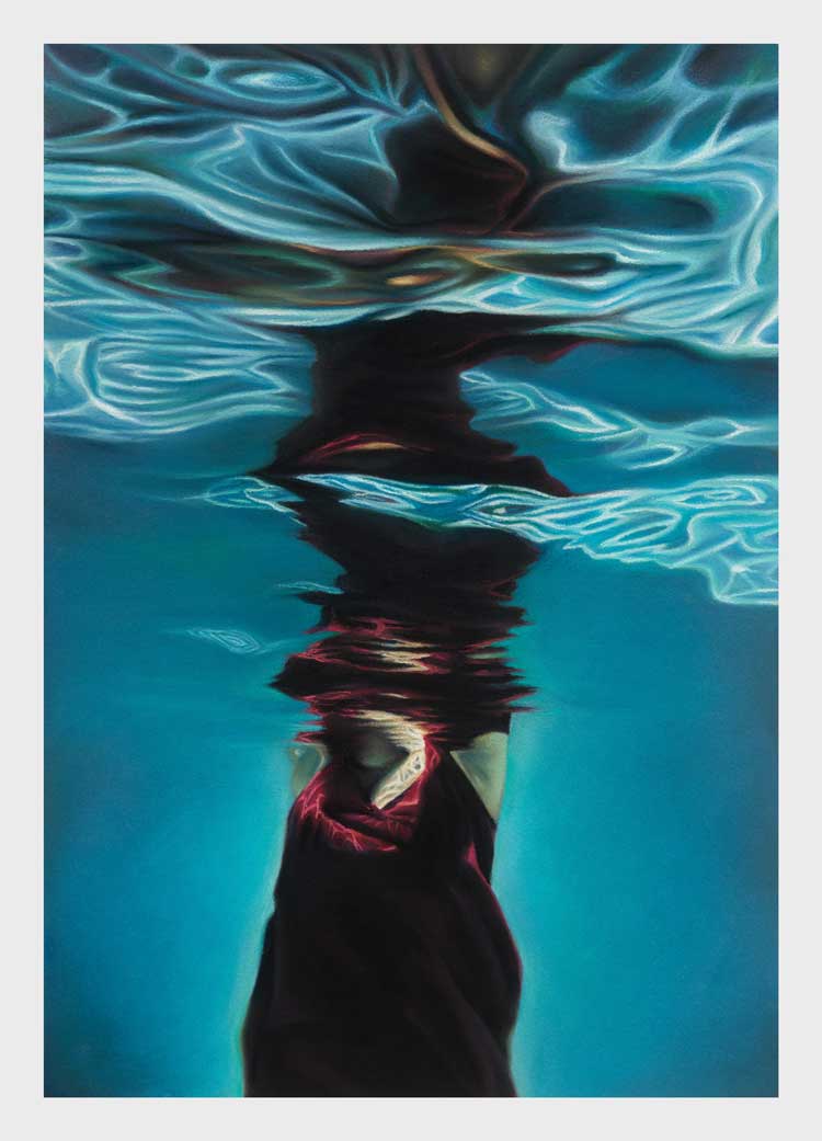 Calida Rawles. Atomic Will, 2022. Pastel on paper, 28 x 40 in (artwork). Courtesy the artist and Lehmann Maupin, New York, Hong Kong, Seoul, and London. Photo by Eva Herzog.