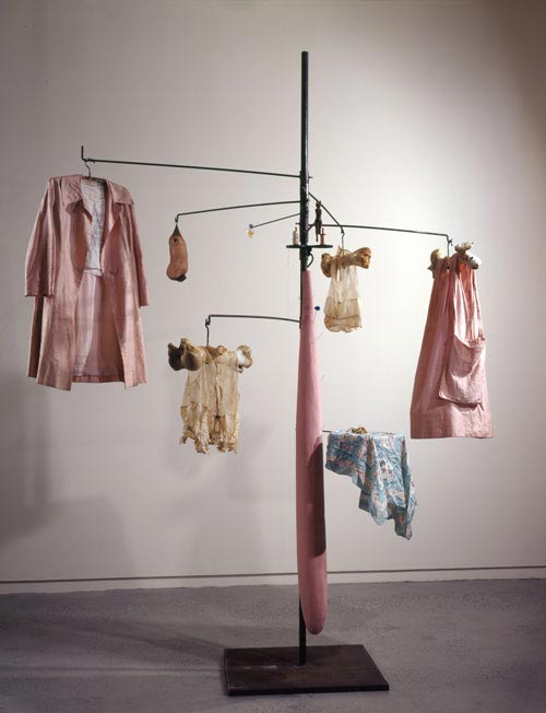 Louise Bourgeois. Pink Days and Blue Days, 1997. Steel, fabric, bone, wood, glass, rubber and mixed media. Overall: 297.2 x 221 x 221 cm. Whitney Museum of American Art 97.101a-s. © Louise Bourgeois