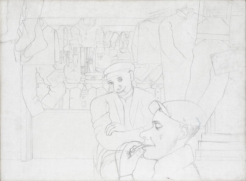 Edward Burra. East India Dock Road, 1929. Pencil on canvas,
51 x 68.5 cm. Private collection.