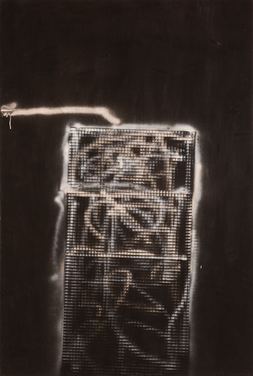 William S Burroughs. Unworkable Machine, 1993. Acrylic and spraypaint on canvas, 183 x 122 cm. © Estate of William S Burroughs. Photograph: Jonathan Greet. Courtesy October Gallery, London.