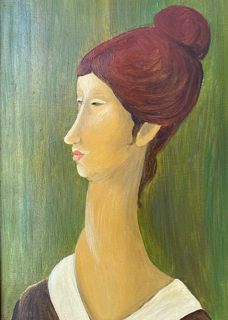 Beryl Cook, Portrait of Freda, late 1960s–early 1970s. Oil on board. Courtesy of www.ourberylcook.com © John Cook 2025.
