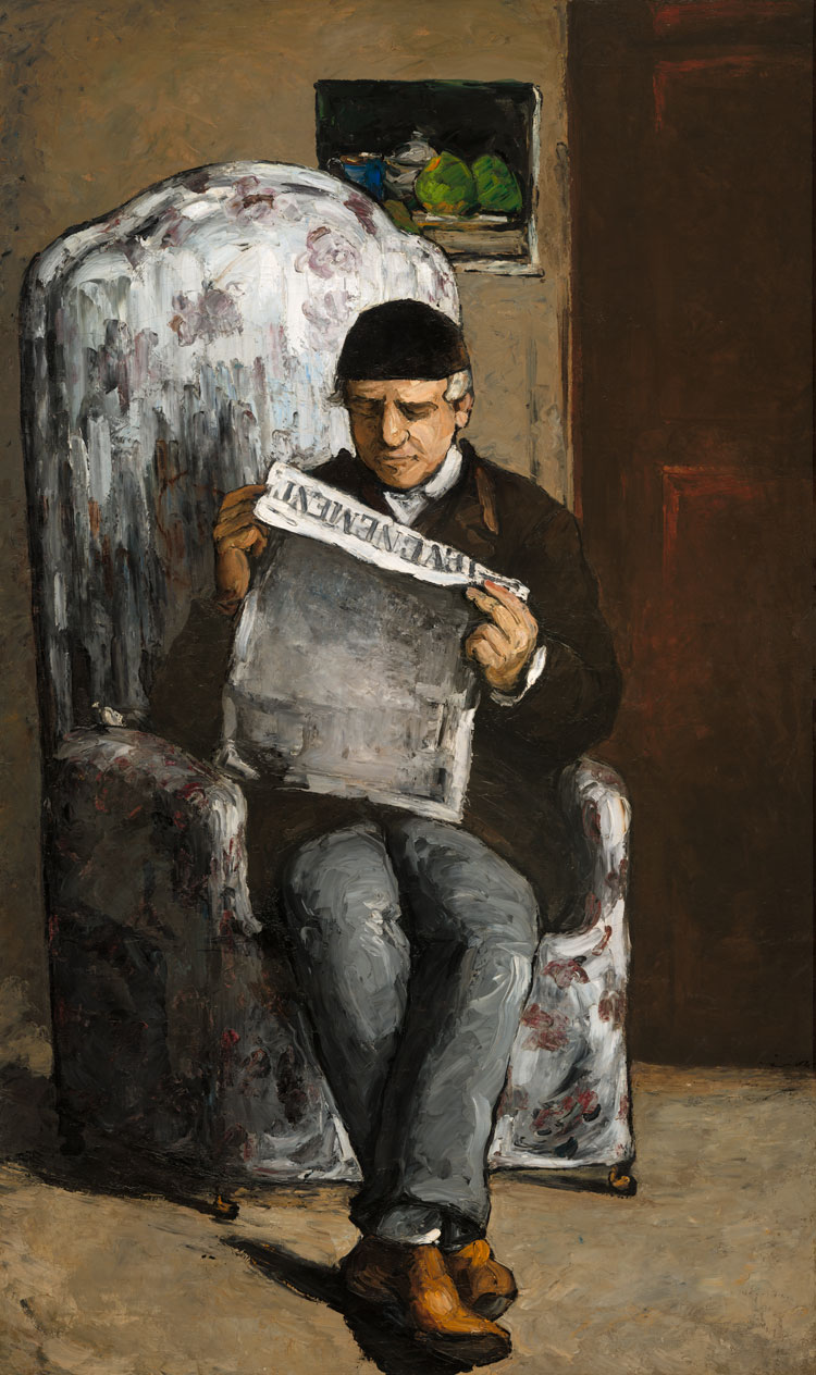 Paul Cezanne, The Artist’s Father Reading L’Événement, 1866. Oil on canvas, 198.5 x 119.3 cm. Washington, D.C., National Gallery of Art, Collection de M. et Mme Paul Mellon. Courtesy National Gallery of Art, Washington.