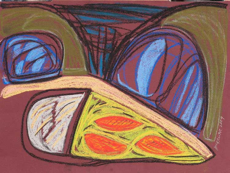 Janet McKenzie. Landscape with Cave (ii), 2009. Pastel on Canson paper, 30 x 40 cm. © The Artist.
